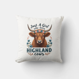 Vintage Gewoon Een Meisje Dat Van Highland Koeien Kussen