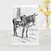 Vintage - Gezadelde omhoog Ezel, Kaart (Gele Bloem)