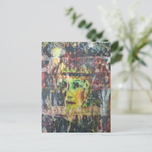 vintage gezicht grunge mixed media collage briefkaart