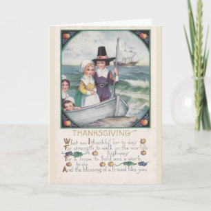 Vintage - Gezinnen op de Thanksgiving Feestdagen Kaart
