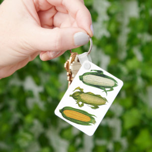 Vintage gezonde groenten, vers Korn op krab Sleutelhanger