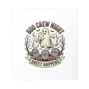 Vintage Ghost Halloween Boo Crew Sheet Feest T-shi Notitieblok