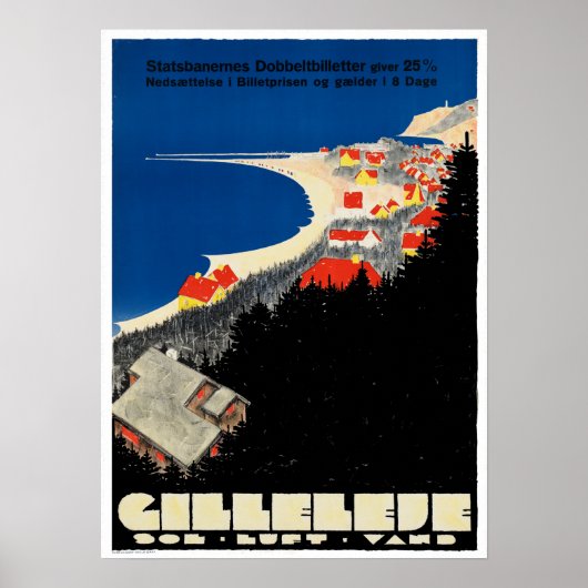 Vintage Gilleleje Denmark Travel Poster (Voorkant)