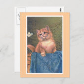vintage "Ginger Kitten en Butterfly" Briefkaart (Voorkant / Achterkant)