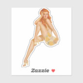 Vintage Ginger Pinup Sticker (Vel)