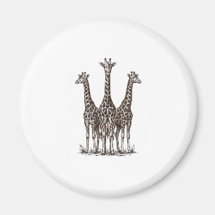 Vintage Giraffe Zonsondergang Gravure Safari Shirt Magneet