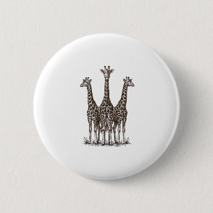 Vintage Giraffe Zonsondergang Gravure Safari T-shi Ronde Button 5,7 Cm