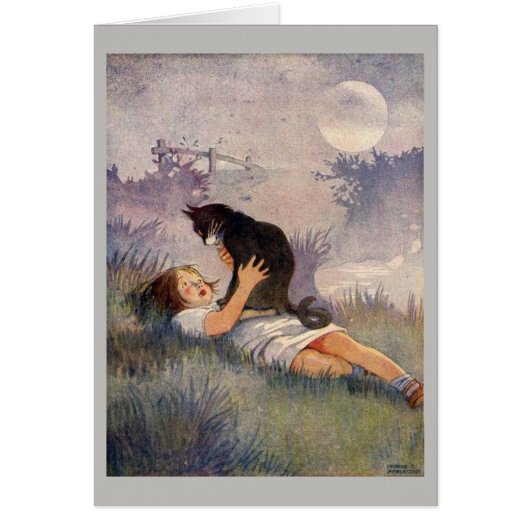 Vintage - Girl en Black Cat, (Voorkant)