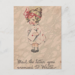 Vintage Girl Mail de brief die je beloofde Briefkaart
