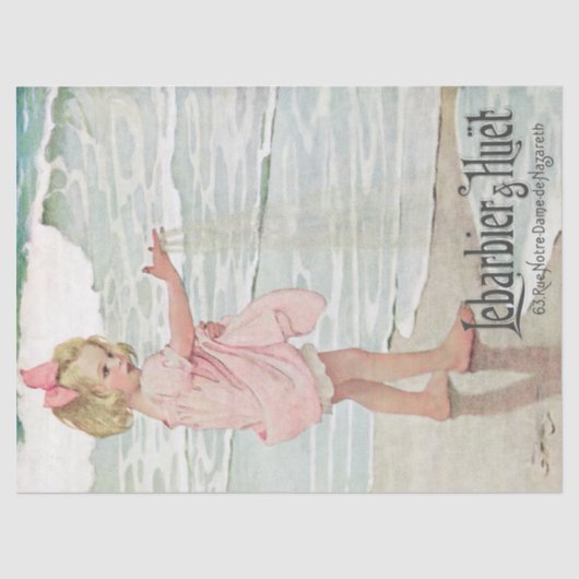Vintage Girl Sandy Beach Tissuepapier (Voorkant)