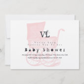 Vintage Girls baby showers Invitations Kraft Pram (Devant)