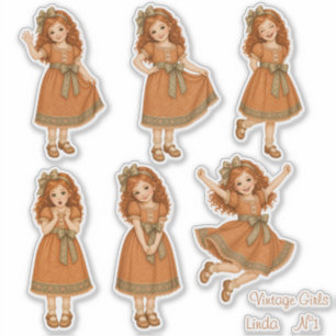 Vintage Girls - Linda - nr. 1 Stickerblad Sticker