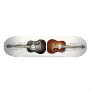 Vintage Gitaar met Bladmuziek - Skateboard