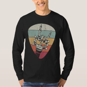 Vintage gitaarpick, skelet hand hoorns, coole gita t-shirt