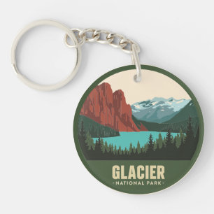 Vintage Glacier National Park Meer Sleutelhanger