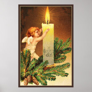 Vintage, Glaedelig, 1906 Noors briefkaart Poster