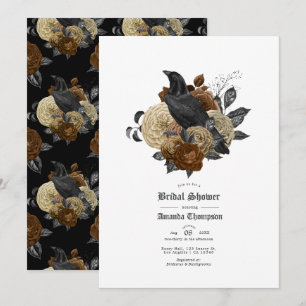 Vintage Glam Amber Raven Gotische Bruiloft Invi Kaart