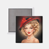  Vintage Glam Pin-Up Lady Magnet (Recto/Verso)