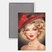  Vintage Glam Pin-Up Lady Magnet (Recto/Verso)