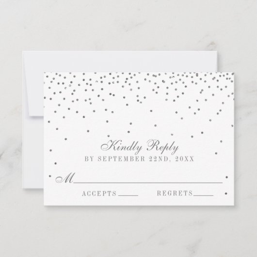 Vintage Glam Silver Confetti Mariage Cartes RSVP (Devant)