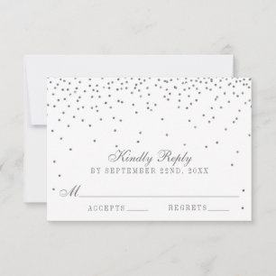 Vintage Glam Silver Confetti Mariage Cartes RSVP