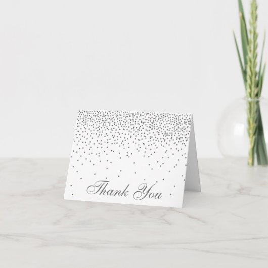 Vintage Glam Silver Confetti Mariage Merci (Devant)