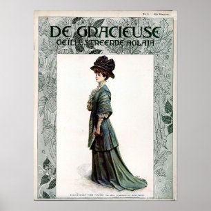 Vintage Glamoureuze Lady Mode Illustratie Poster