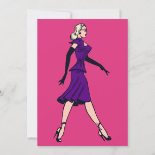 Vintage glamourgirl, retro blondine secretaresse kaart