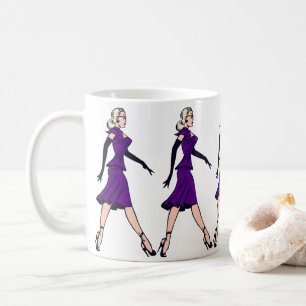 Vintage glamourgirl, retro blondine secretaresse koffiemok