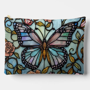 vintage glas-in-lood blauwe vlinderkunst etui