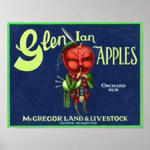 Vintage Glen Ian Appels Logo, Hooper, Washington, Poster