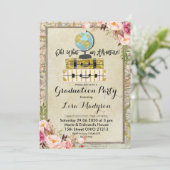 Vintage Globe Aventure Graduation Party Invitation (Debout devant)