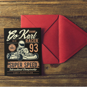 Vintage Go Kart Racen Retro Briefkaart