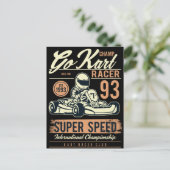 Vintage Go Kart Racen Retro Briefkaart (Staand voorkant)