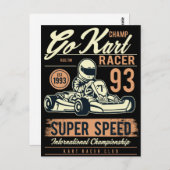 Vintage Go Kart Racing carte d'invitation d'annive (Devant / Derrière)