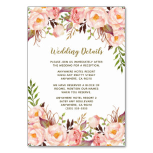 Vintage Gold Blush Pink Mariage Insertion Cartes