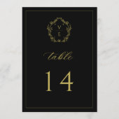 Vintage Gold Crest Black Mariage Numéro de table (Devant)