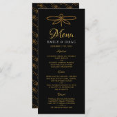 Vintage Gold Foil Dragonfly Mariage Menu (Devant / Derrière)