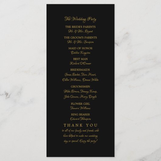 Vintage Gold Foil Dragonfly Wedding Programme (Dos)
