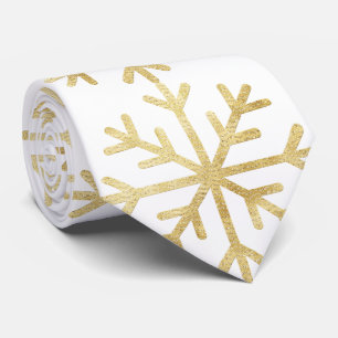 Vintage Gold Foil Snowflakes Cravate de Noël
