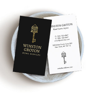 Vintage Gold House Clé Carte de visite noir