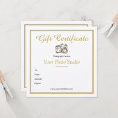 Vintage Gold Photography Gift Certificate Sjabloon (Voorkant / Achterkant in situ)