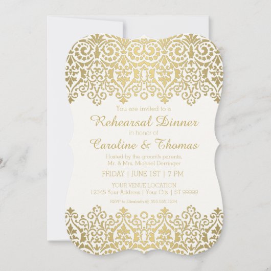 Vintage Golden Lace Elegant Kaart (Voorkant)