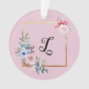 Vintage Golden Multicolore Fleurs Monogramme Texte