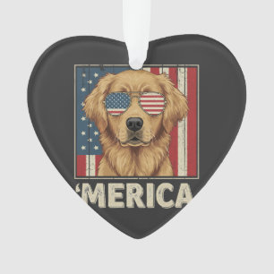 Vintage Golden Retriever 'Merica Vlag Ornament