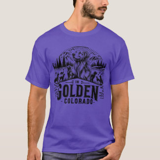 Vintage Golden Retrievers in Golden Colorado gezin T-shirt