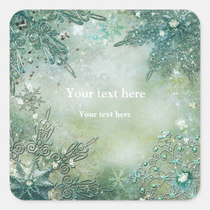 Vintage Golden Winter Snowflakes Sticker Étiquette