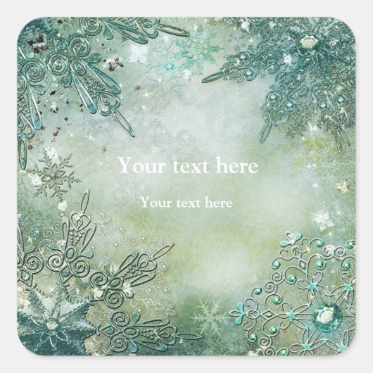 Vintage Golden Winter Snowflakes Sticker Étiquette (Devant)