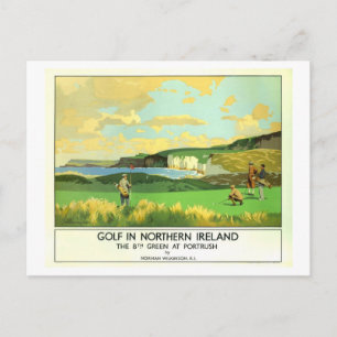 Vintage Golf in Noord-Ierland Reisposter Briefkaart