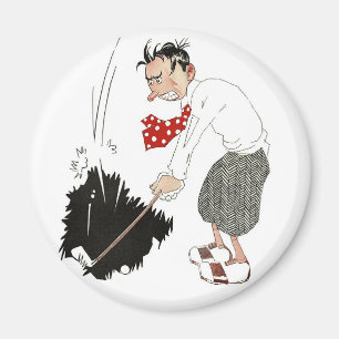 Vintage Golf Sporthumor, Grappige Dwaze Golfer Magneet